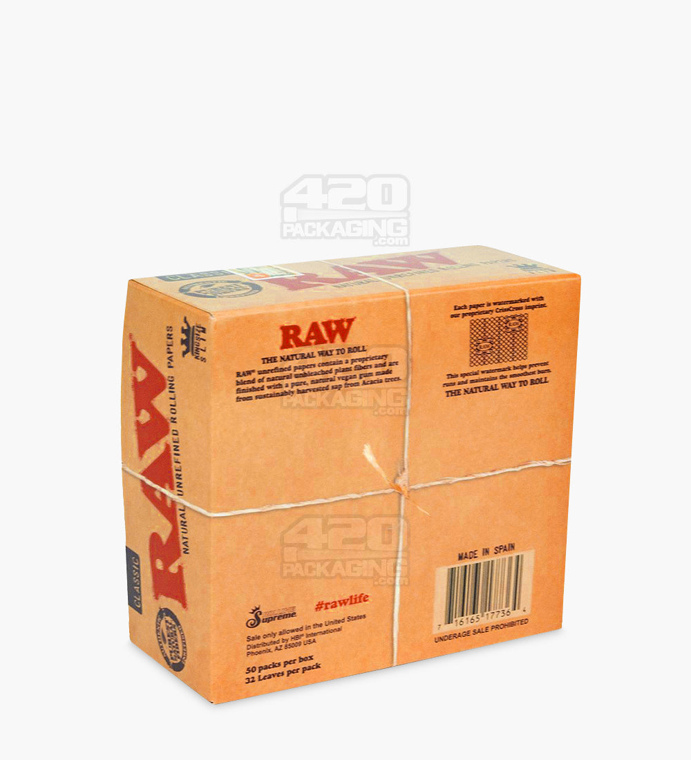 RAW | 'Retail Display' King Size Slim Ultra Thin Rolling Papers | 110mm - Classic - 50 Count