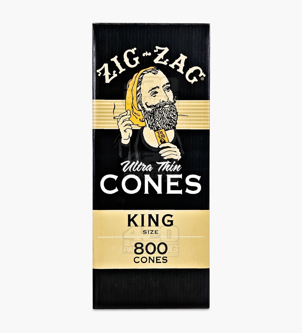 Zig Zag 109mm King Size Ultra Thin Paper Pre Rolled Cones 800/Box - 2