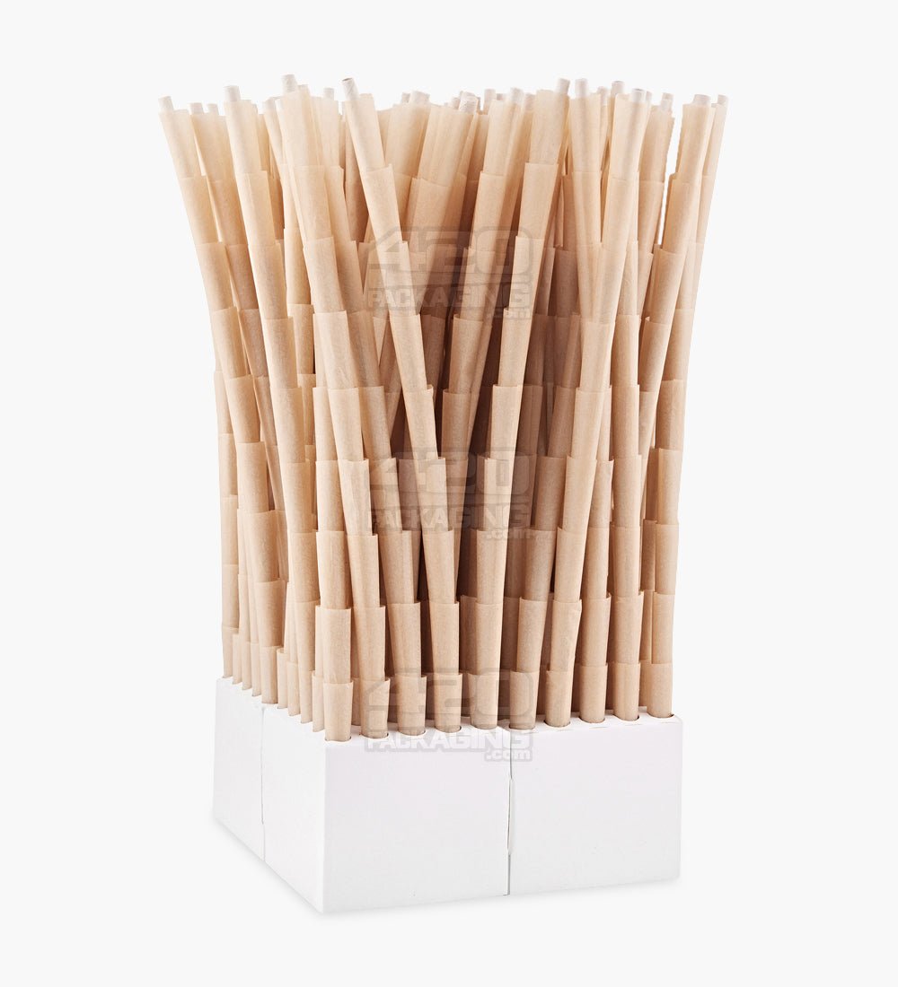 Kush 84mm 1 1/4 Size Unbleached Brown Pre Rolled Cones w/ Filter Tip 900/Box - 3