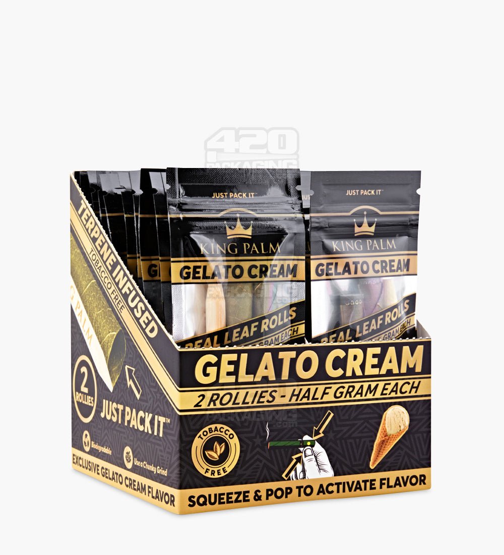 King Palm Gelato Cream Natural Rollie Leaf Blunt Wraps 20/Box - 1