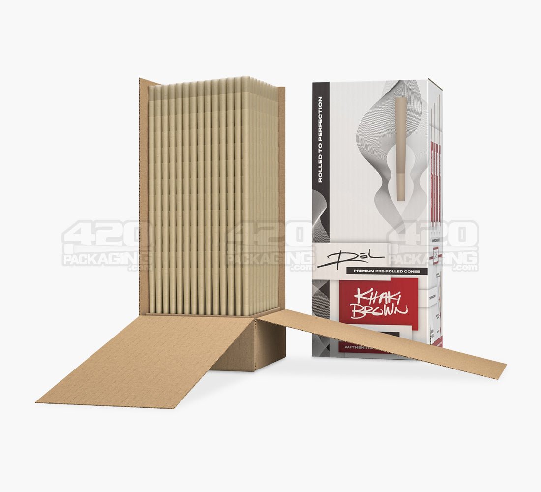 ROL 109mm King Size Khaki Brown Paper Pre Rolled Cones w/ Filter Tip 800/Box - 4