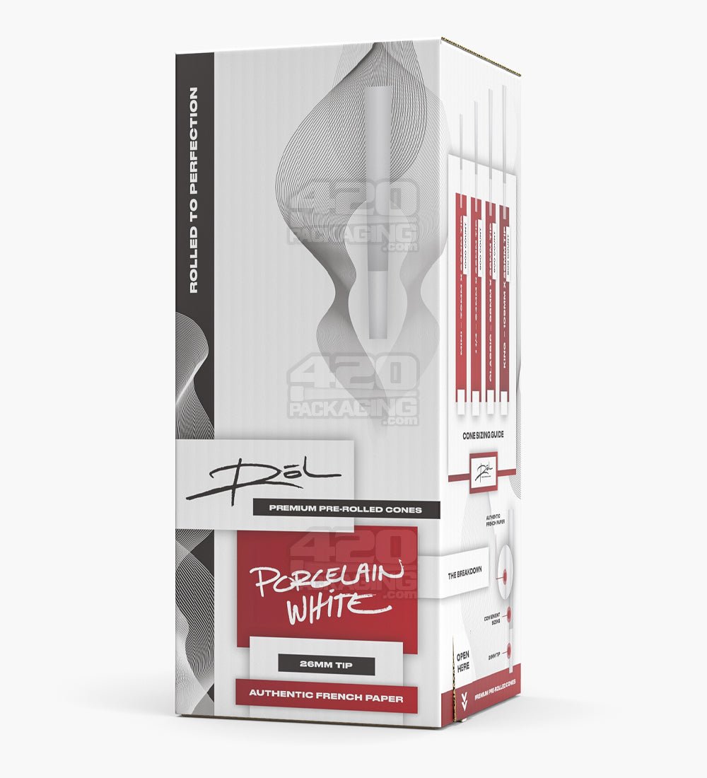 ROL 84mm 1 1/4 Size Porcelain White Paper Pre Rolled Cones w/ Filter Tip 900/Box - 2
