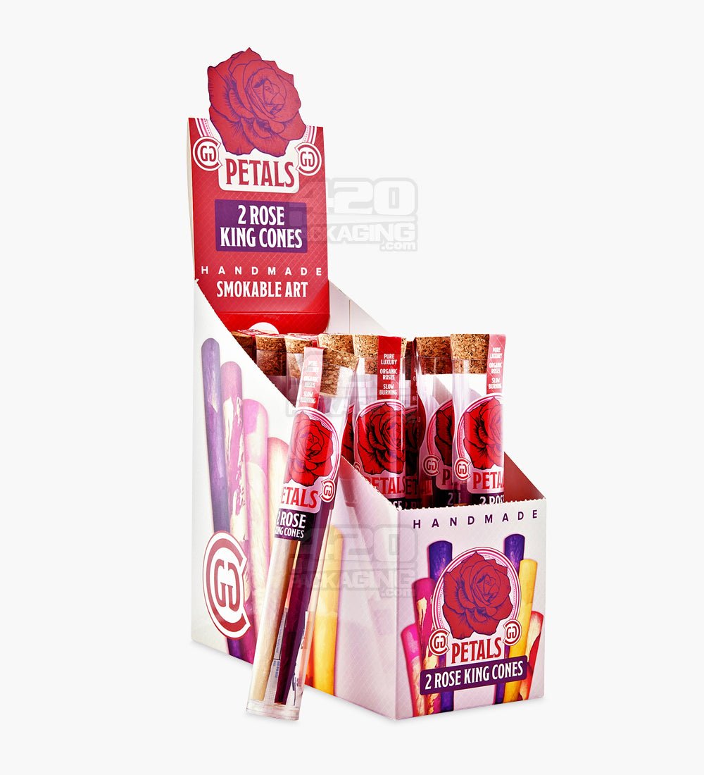 Handmade 109mm King Size Organic Paper Rose Petal Pre Rolled Cones 24/Box - 1