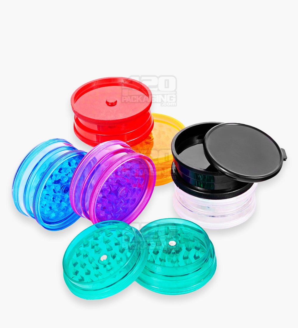 3 Piece 60mm Assorted Magnetic Plastic Grinders w/ Storage 50/Box - 1