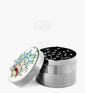 4 Piece 50mm Assorted R&M Decal Magnetic Metal Grinder w/ Catcher - 12