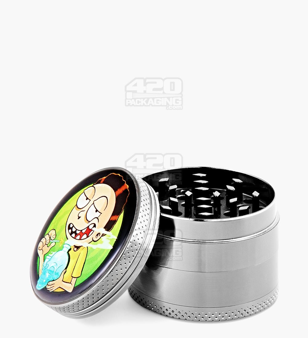 4 Piece 50mm Assorted R&M Decal Magnetic Metal Grinder w/ Catcher - 15