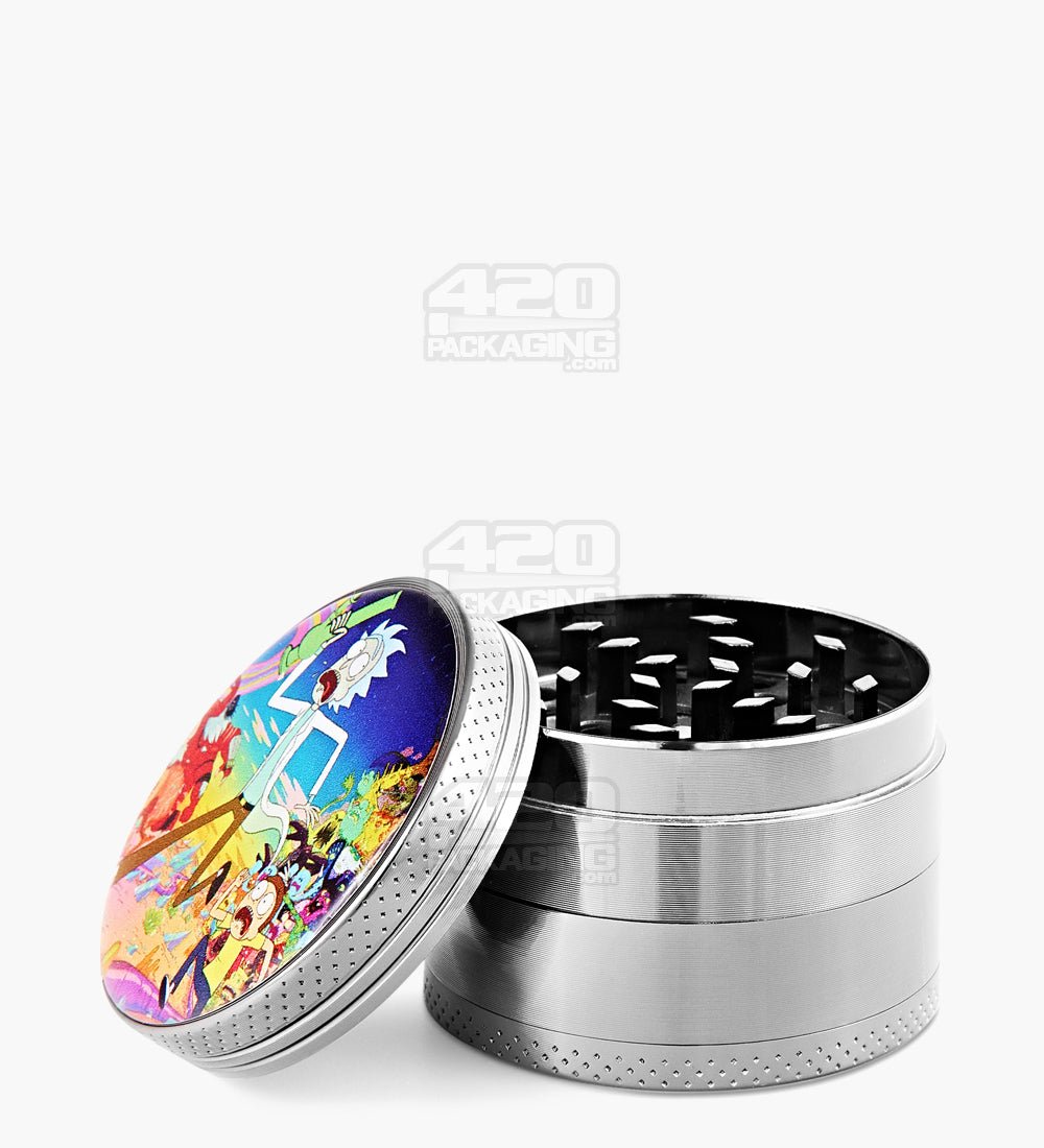 4 Piece 50mm Assorted R&M Decal Magnetic Metal Grinder w/ Catcher - 16