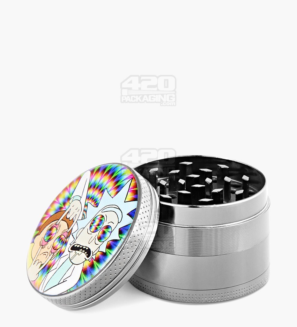 4 Piece 50mm Assorted R&M Decal Magnetic Metal Grinder w/ Catcher - 19