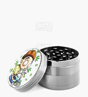 4 Piece 50mm Assorted R&M Decal Magnetic Metal Grinder w/ Catcher - 20