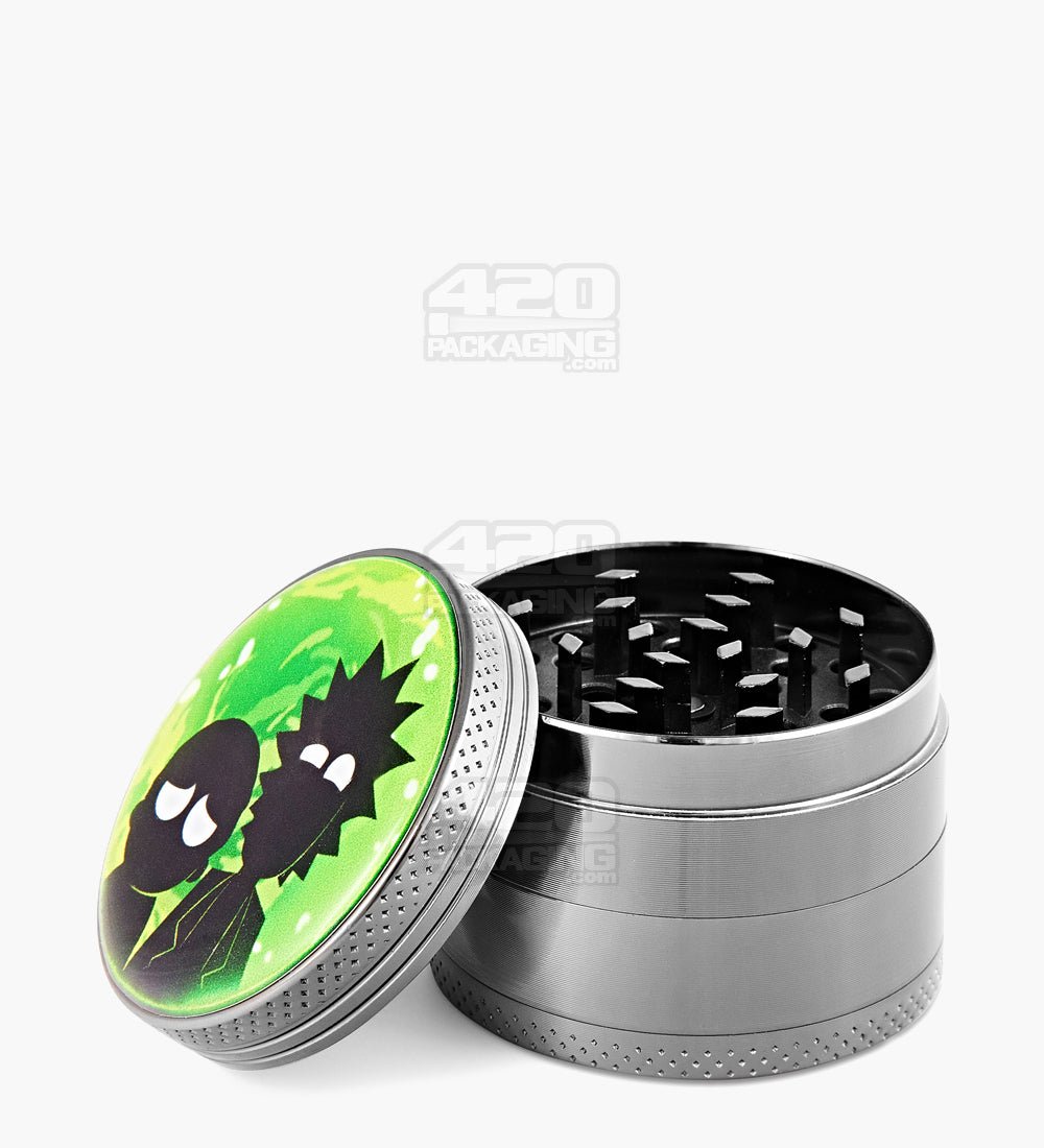 4 Piece 50mm Assorted R&M Decal Magnetic Metal Grinder w/ Catcher - 5