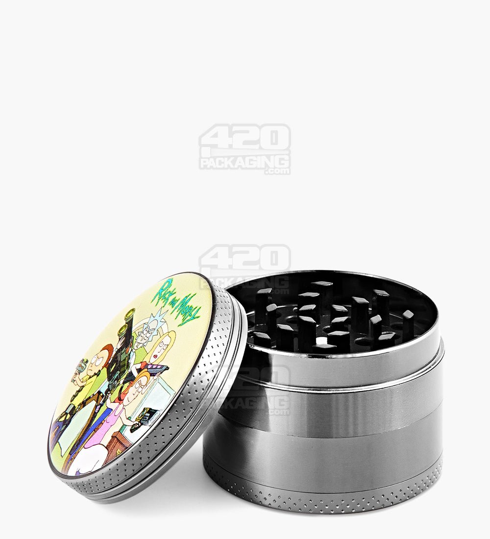 4 Piece 50mm Assorted R&M Decal Magnetic Metal Grinder w/ Catcher - 6