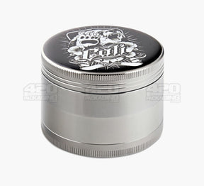 4 Piece 63mm Cali Bear Magnetic Metal Silver Grinder w/ Catcher - 4