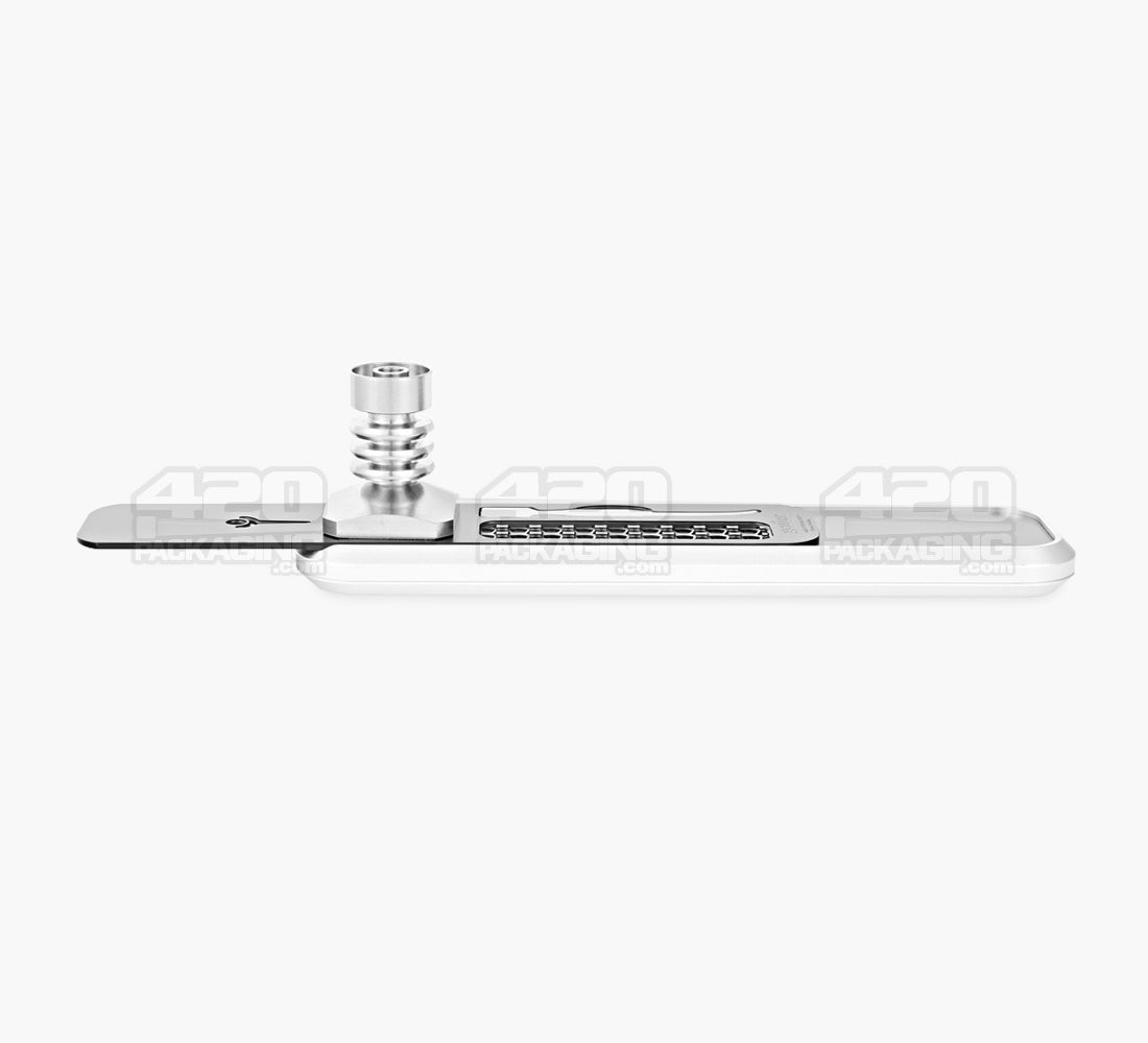 Genius Pipe x V-SYNDICATE Magnetic Slider Water-Free Dab Rig | 6in Long - Metal - Silver - 7