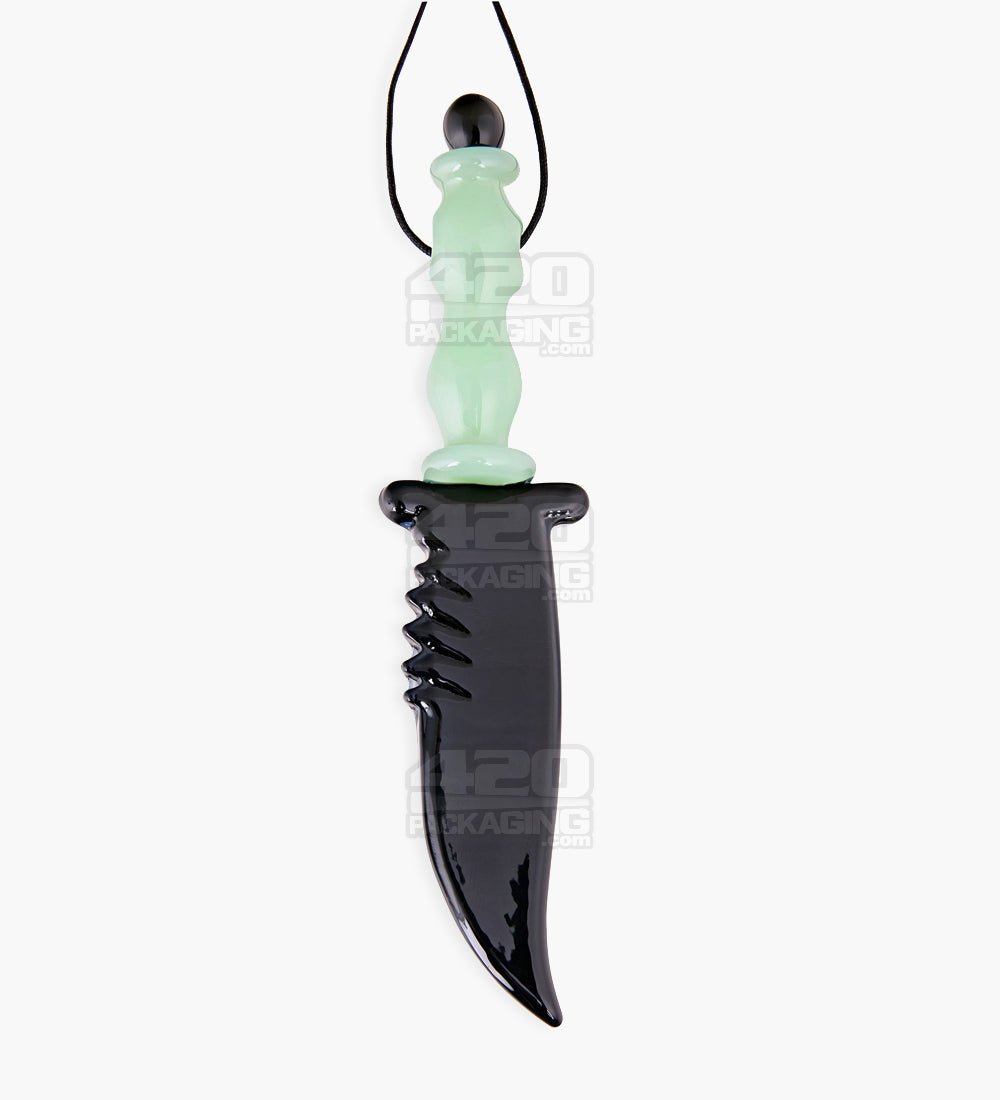 5" Assorted Glass Hunting Knife Pendant Dabber Tool w/ Necklace Strings - 1