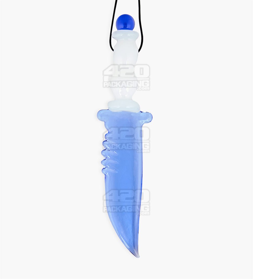 5" Assorted Glass Hunting Knife Pendant Dabber Tool w/ Necklace Strings - 3