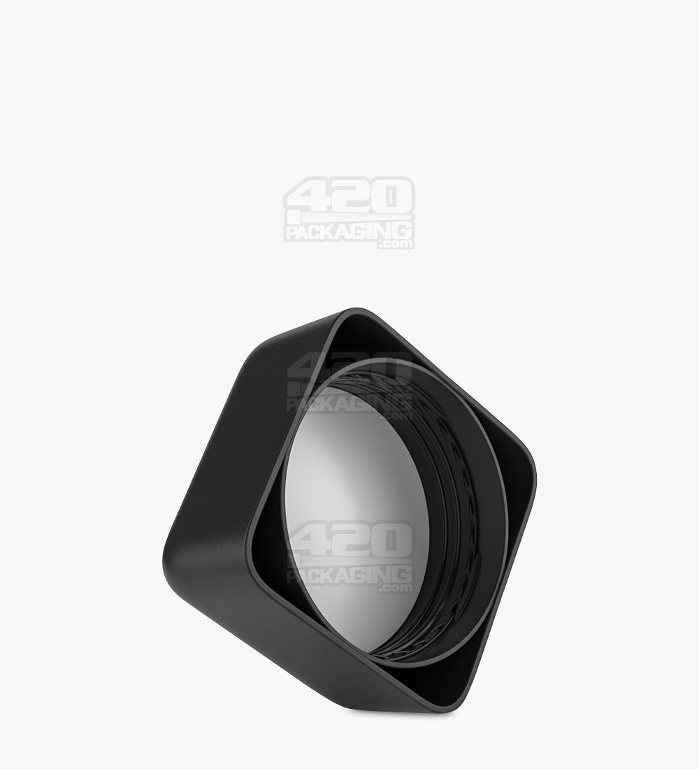 Child Resistant | Square Push Down & Turn Plastic Caps w/ Foam Liner | 46mm - Matte Black - 80 Count