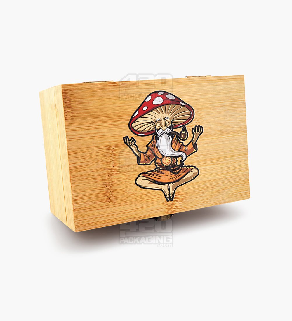 Mushroom Wizard Wooden Latch Lock Stash Box w/ Accessories | 152mm - Wood - 1
