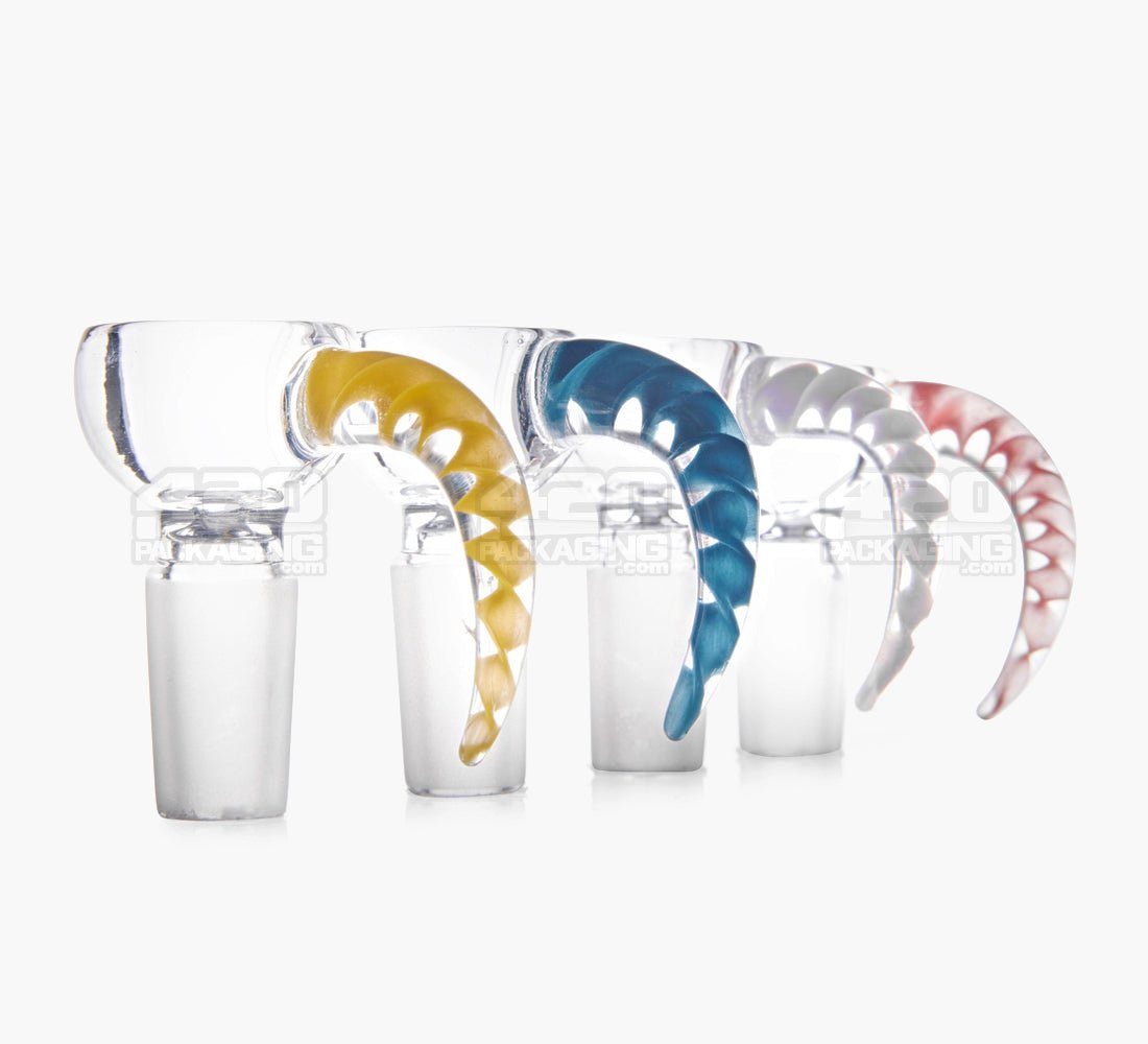 Twist Clear Bowl w/ Spiral Horn Handle | Glass - 14mm - Assorted - 3