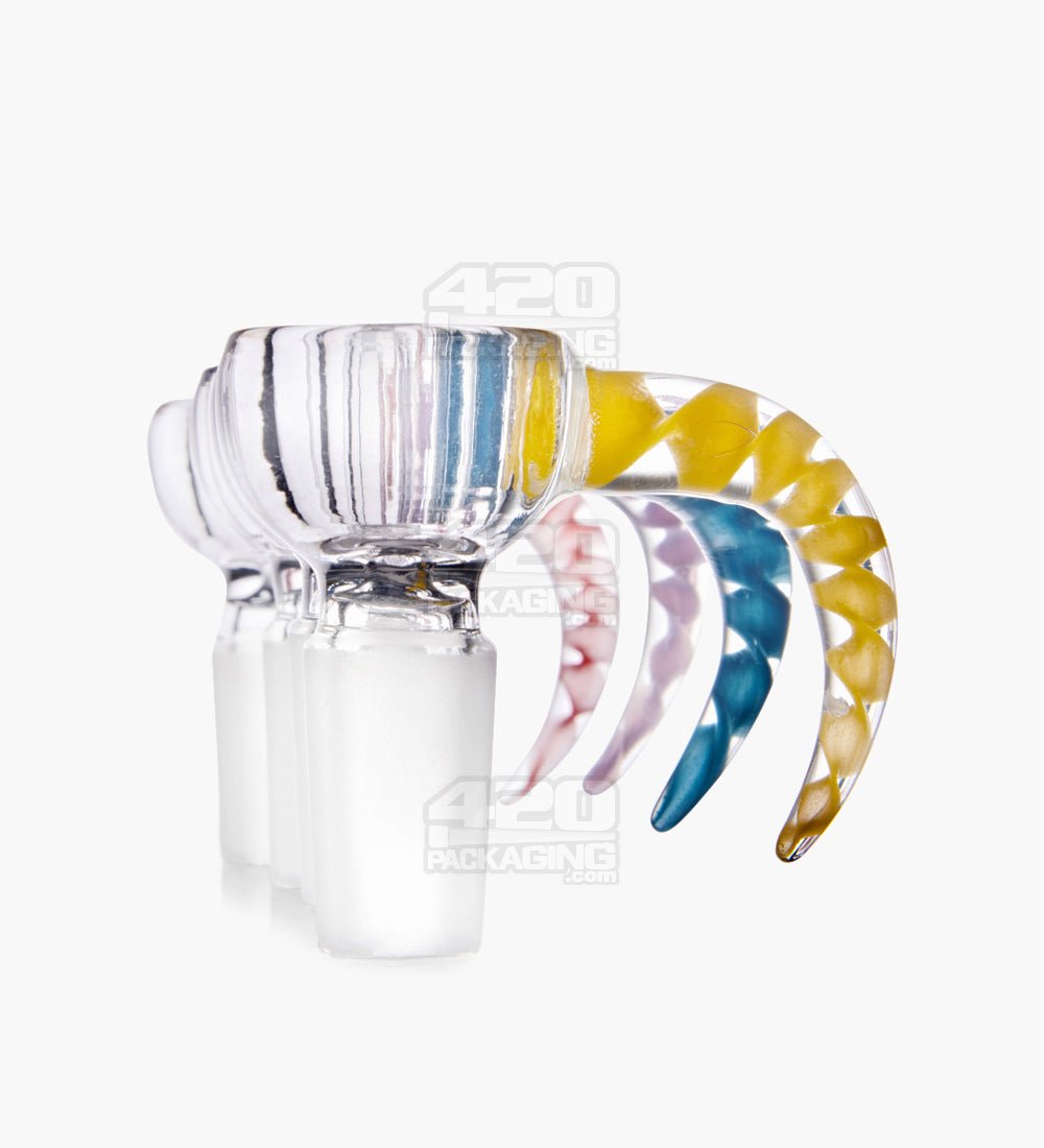 Twist Clear Bowl w/ Spiral Horn Handle | Glass - 14mm - Assorted - 4