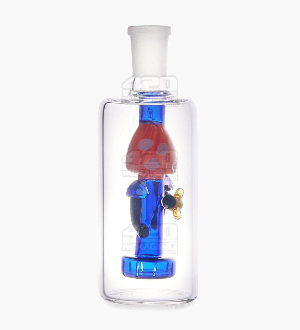 4.75" 90 Degree Mushroom Glass Ashcatcher - Blue - 2