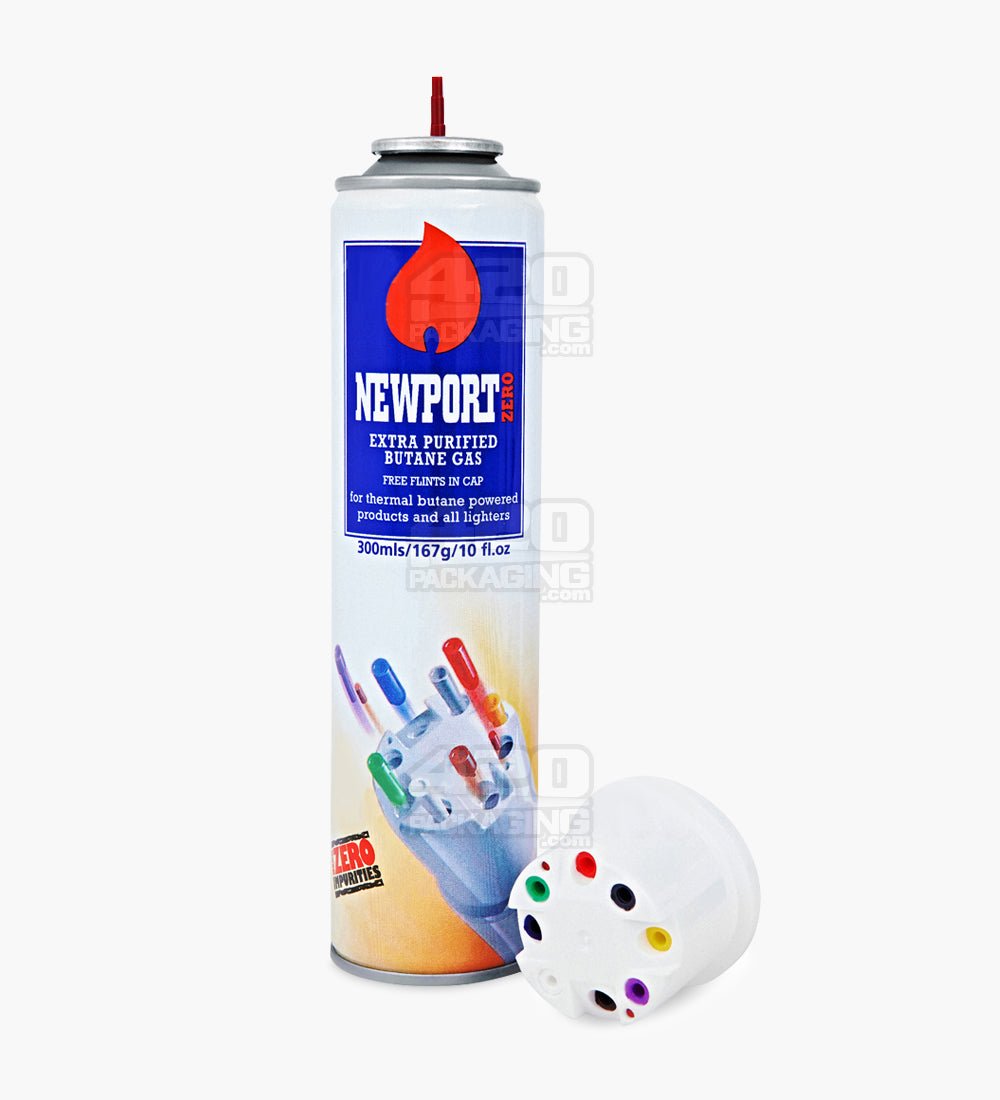 Newport Zero Extra Purified Butane 300mL BHO Canisters w/ Flints 12/Box - 4
