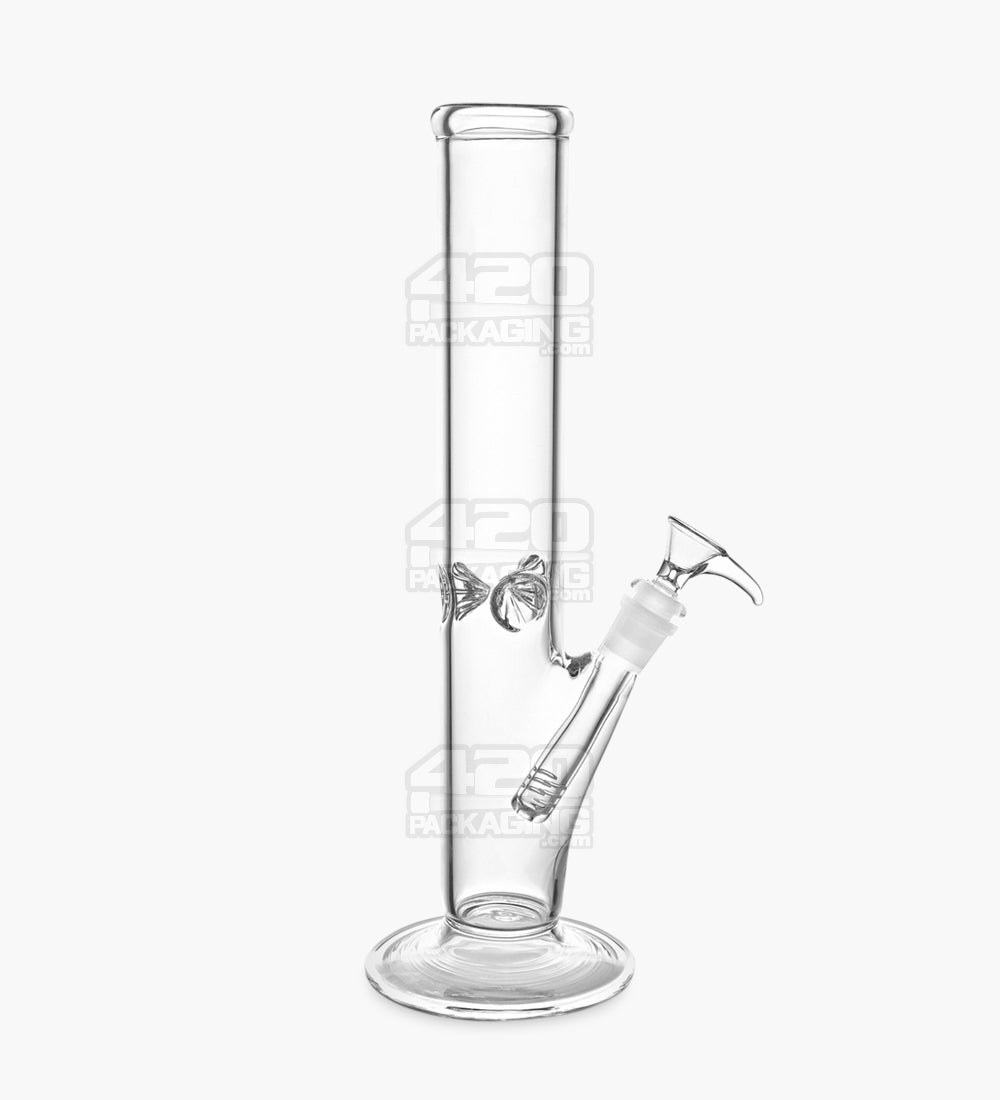 USA Glass Straight Glass Water Pipe w/ Ice Catcher | 12in Tall - 18mm Bowl - Clear