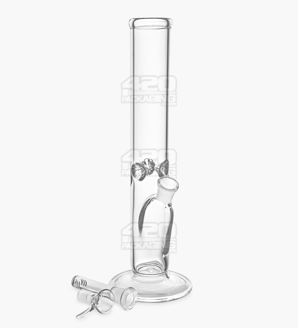 USA Glass Straight Glass Water Pipe w/ Ice Catcher | 12in Tall - 18mm Bowl - Clear