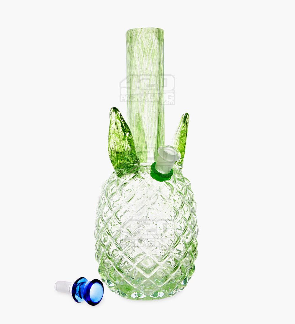 Straight Neck Glass Pineapple Water Pipe | 12in Tall - 14mm Bowl - Green - 2