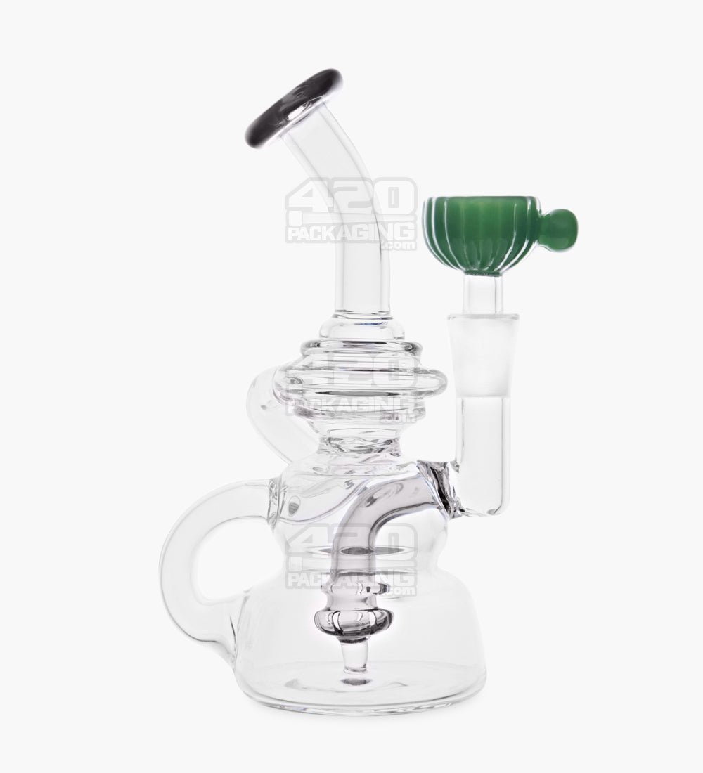 USA Glass Bent Neck Single Uptake Water Pipe w/ Mini Recycler Orb Perc | 5.5in Tall - 10mm Bowl - Smoke - 1