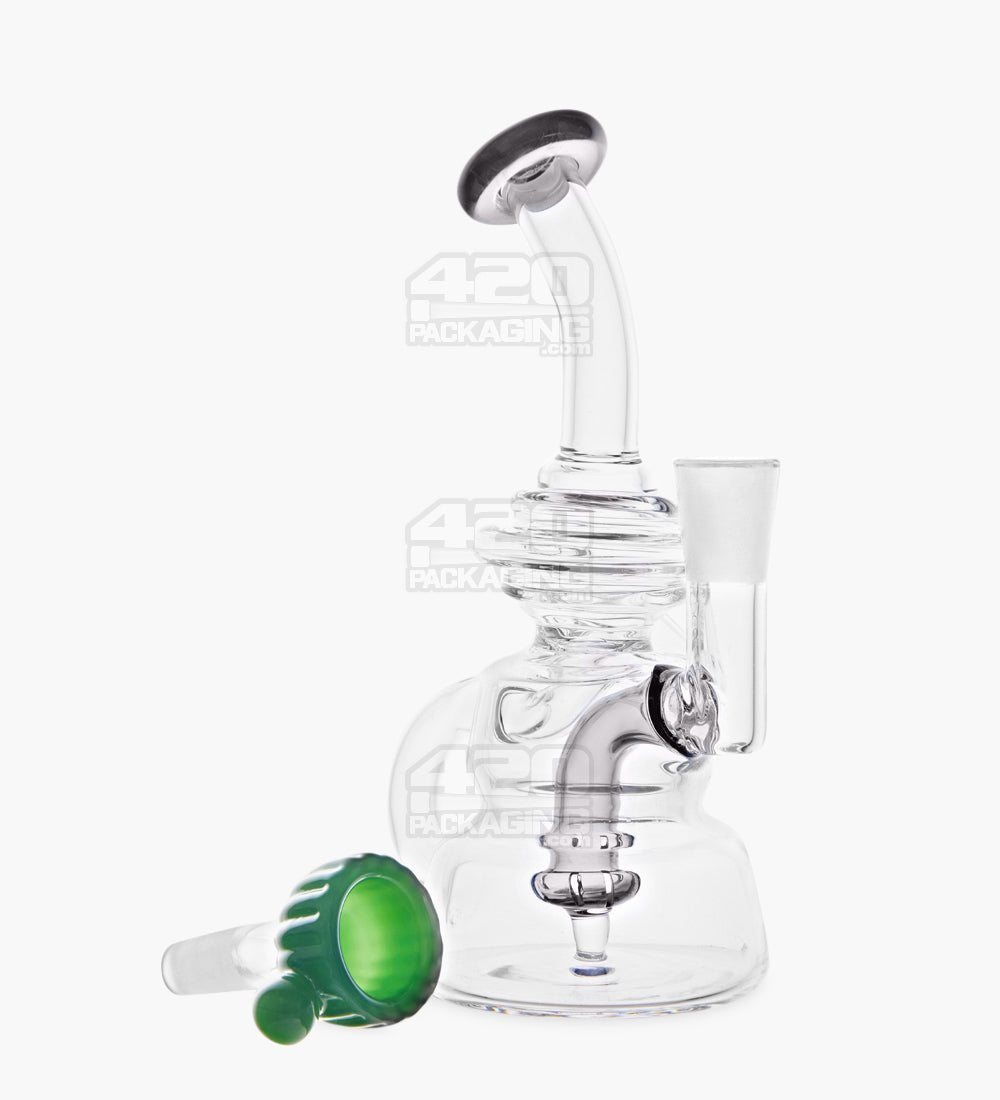 USA Glass Bent Neck Single Uptake Water Pipe w/ Mini Recycler Orb Perc | 5.5in Tall - 10mm Bowl - Smoke - 2