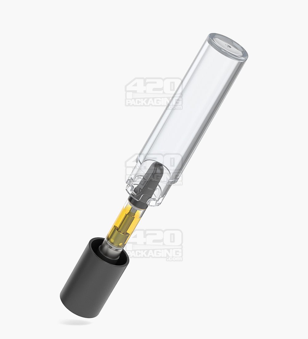 120mm Pollen Gear Five10 Child Resistant Push Down & Turn Wide Short Universal Plastic Caps for Vape Tube - Clear - 700/Box - 7