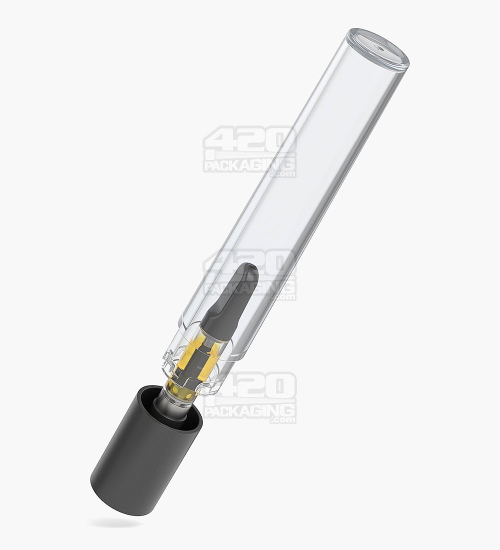 155mm Pollen Gear Five10 Child Resistant Push Down & Turn Wide Long Universal Plastic Caps for Vape Tube - Clear - 700/Box - 7