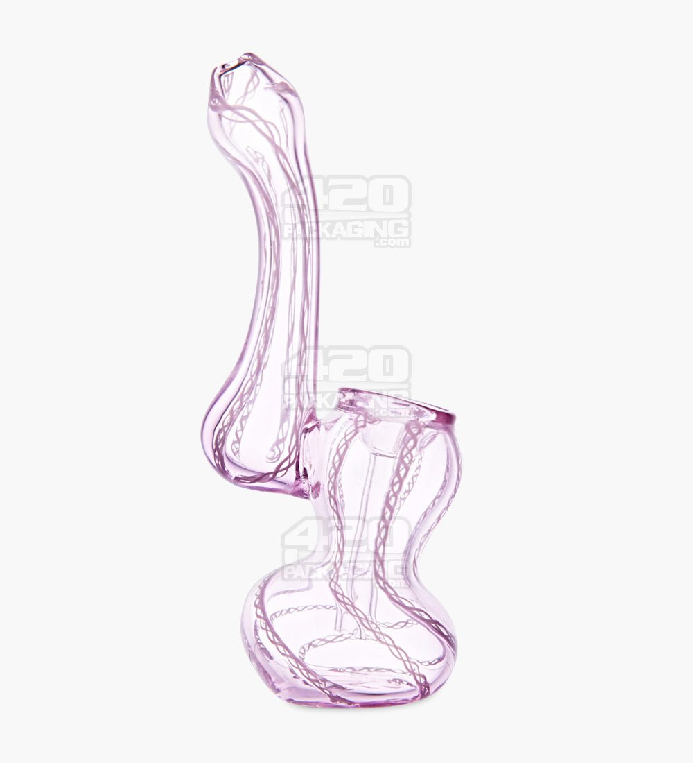 Ribboned Bubbler | 5in Tall - Glass - Pink - 1