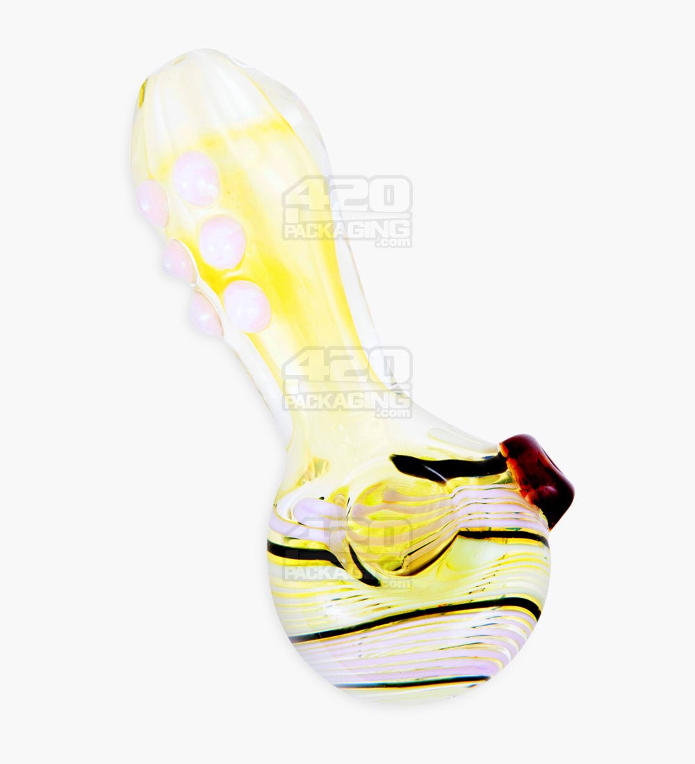 Swirl & Multi Fumed Spoon Hand Pipe w/ Multi Knockers | 5in Long - Glass - Assorted - 6
