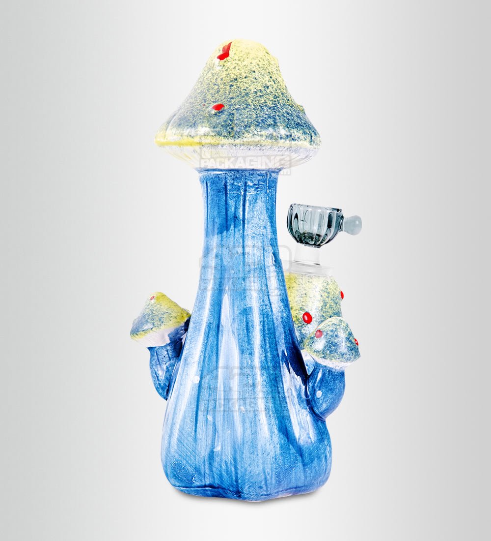 Mushroom Painted Ceramic Pipe | 7in Tall - Glass Bowl - Mixed - 1