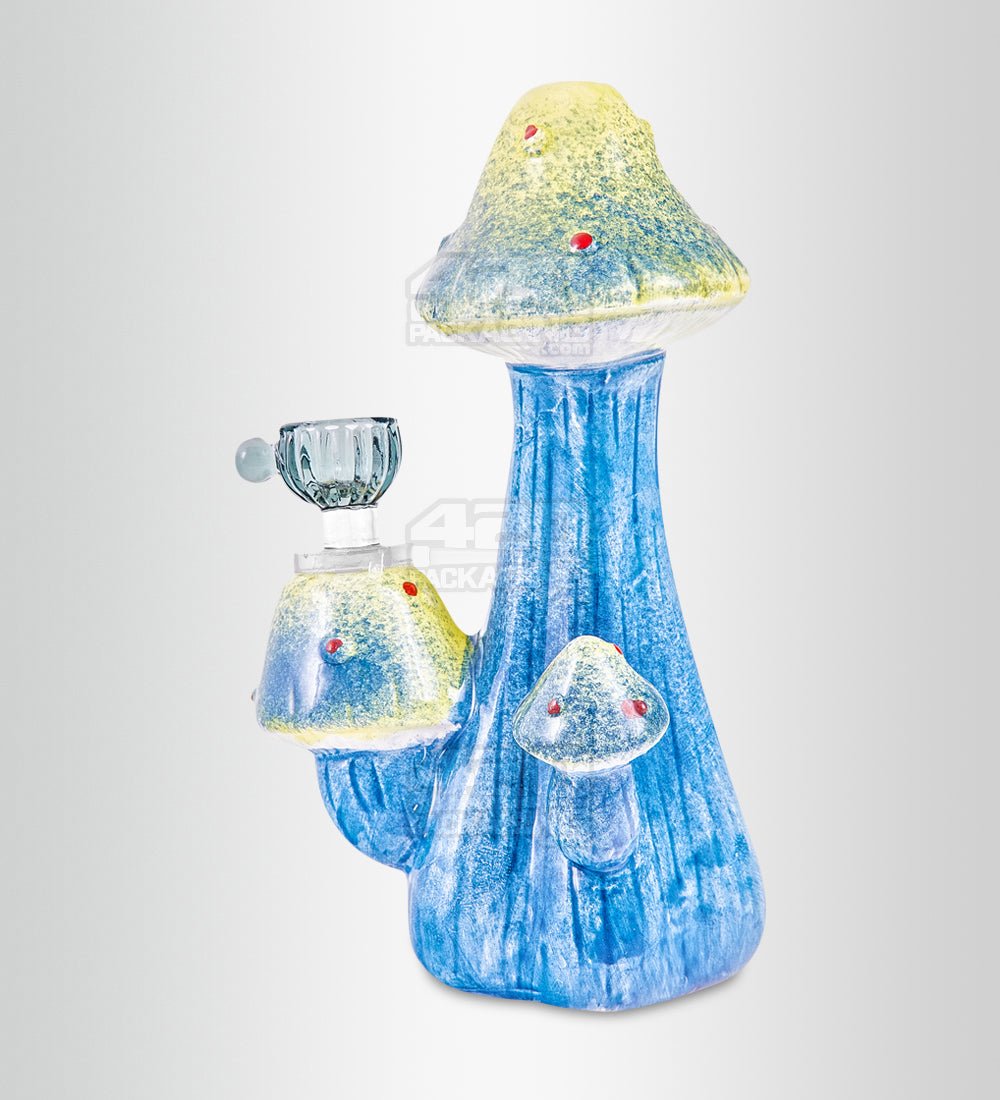 Mushroom Painted Ceramic Pipe | 7in Tall - Glass Bowl - Mixed - 5