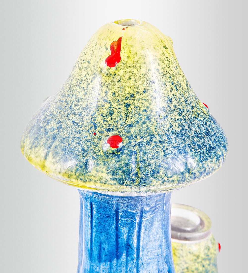 Mushroom Painted Ceramic Pipe | 7in Tall - Glass Bowl - Mixed - 3