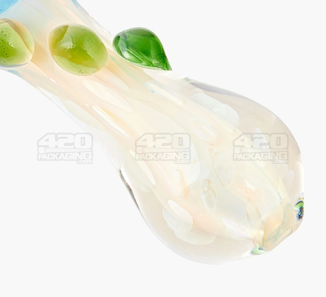 Color Pull & Multi Fumed Spoon Hand Pipe w/ Triple Knockers | 4.5in Long - Glass - Assorted - 3