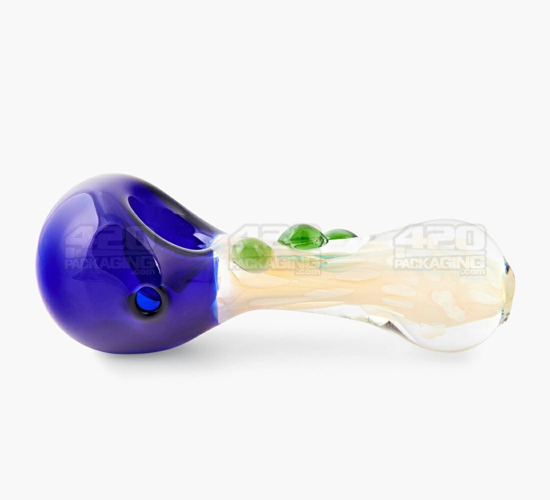 Color Pull & Multi Fumed Spoon Hand Pipe w/ Triple Knockers | 4.5in Long - Glass - Assorted - 4