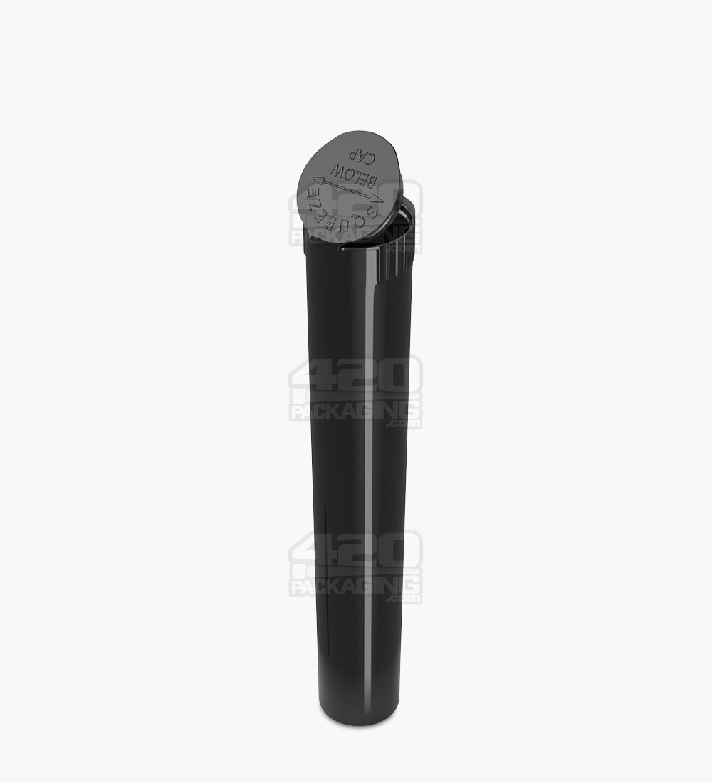 Child Resistant | King Size Pop Top Opaque Plastic Pre-Roll Tubes | 116mm - Black - 1000 Count