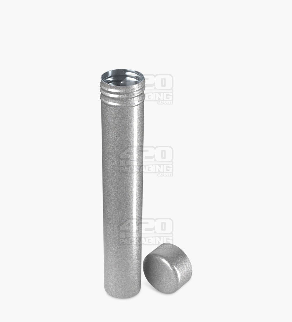 110mm Silver Opaque Child Resistant Pop Top Metal Pre-Roll Tubes 250/Box - 4