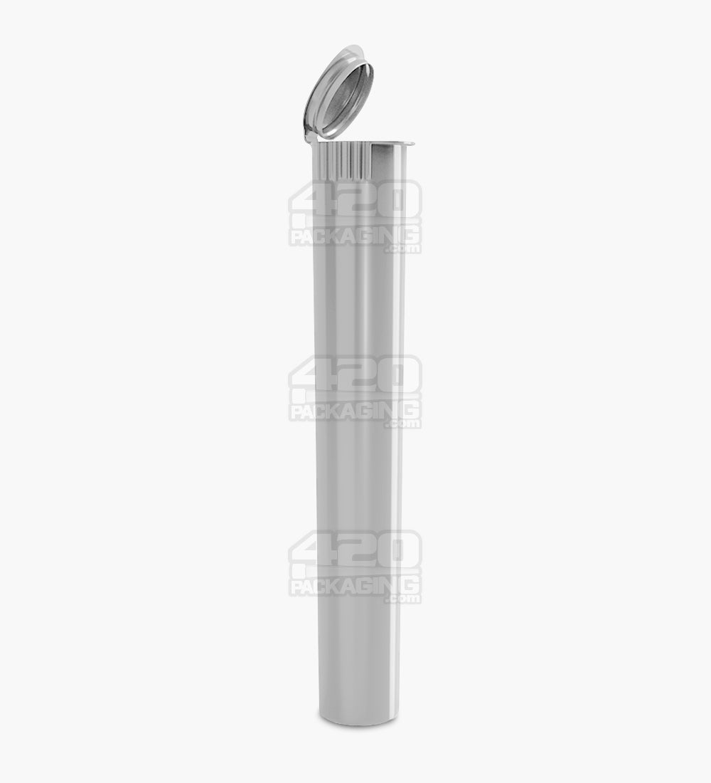 Child Resistant | King Size Pop Top Opaque Plastic Pre-Roll PCR Tubes | 116mm - Silver - 1000 Count