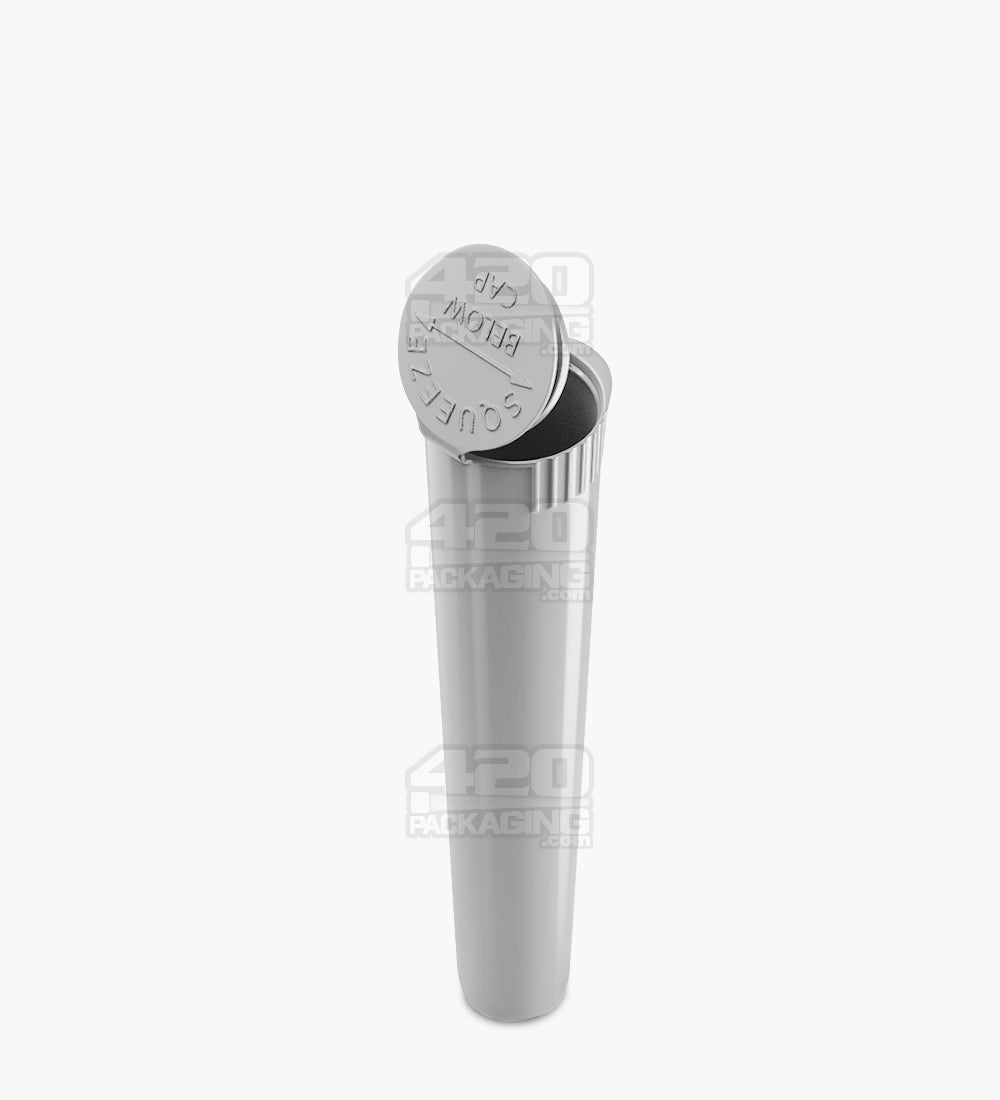 Child Resistant | King Size Pop Top Opaque Plastic Pre-Roll PCR Tubes | 116mm - Silver - 1000 Count