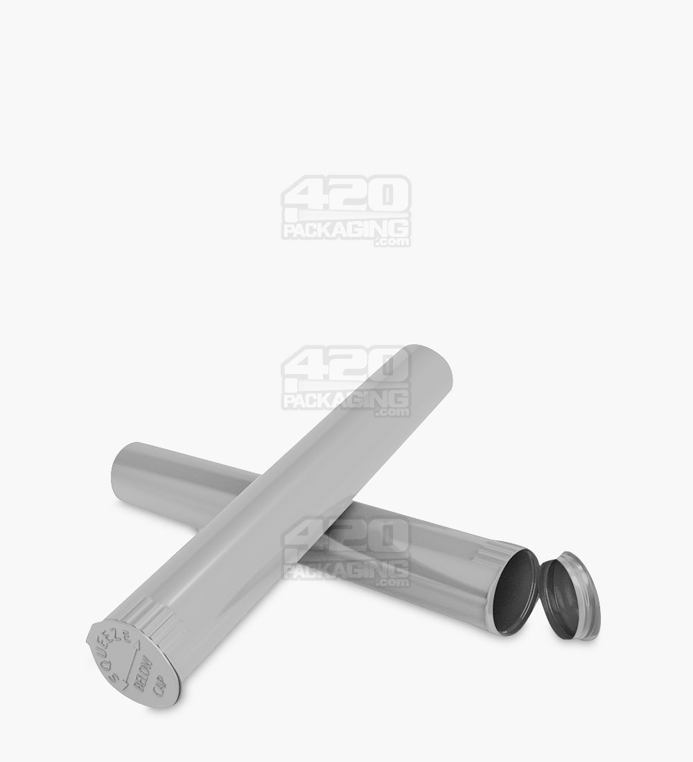 Child Resistant | King Size Pop Top Opaque Plastic Pre-Roll PCR Tubes | 116mm - Silver - 1000 Count