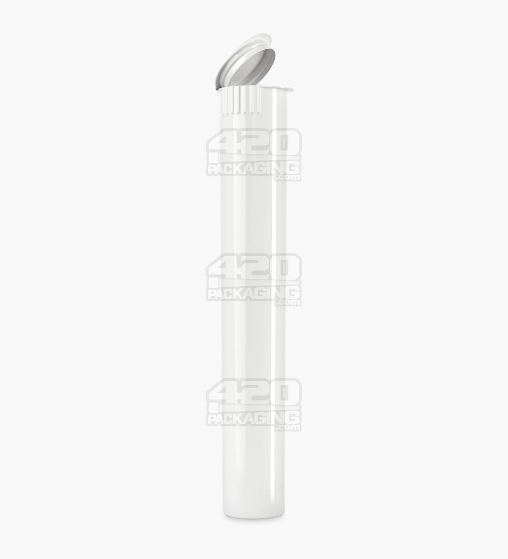 Child Resistant | King Size Pop Top Opaque Plastic PCR Pre-Roll Tubes (Open) | 116mm - White - 1000 Count