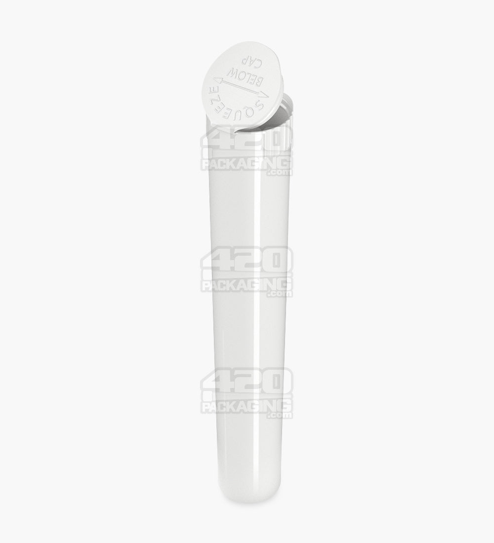 Child Resistant | King Size Pop Top Opaque Plastic PCR Pre-Roll Tubes (Open) | 116mm - White - 1000 Count
