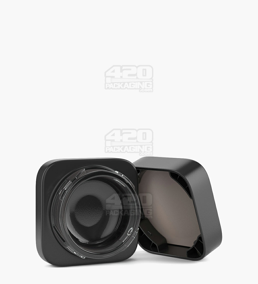 Child Resistant | Qube Black Glass Concentrate Jar w/ Black Cap | 38mm - 9mL - 250 Count