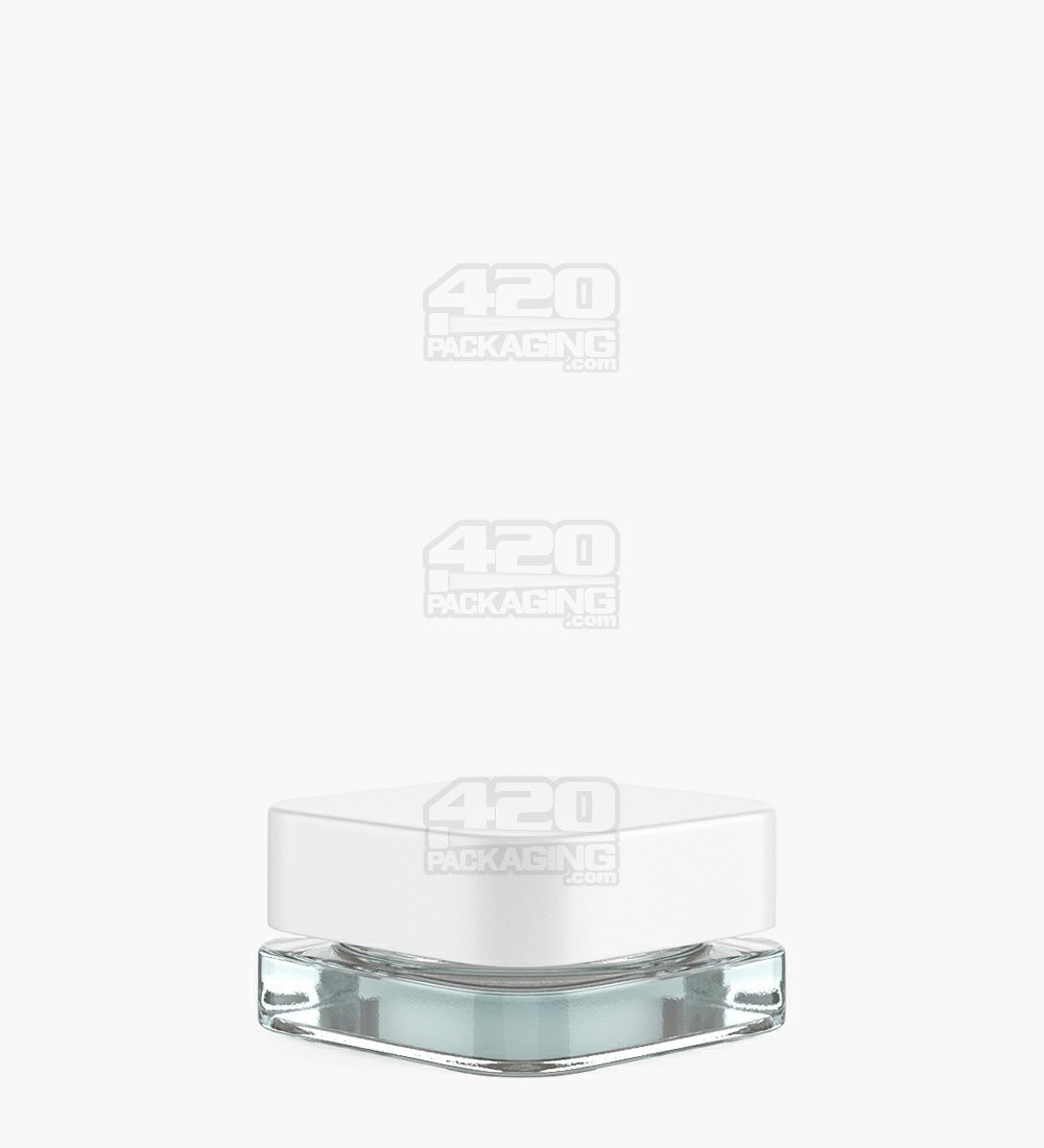 Qube 38mm Clear 9ml Glass Concentrate Jar W/ White Lid 250/Box - 2