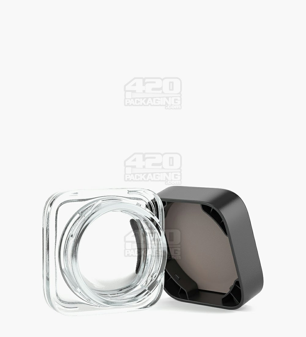 Qube 38mm Clear 9ml Glass Concentrate Jar W/ Black Lid 250/Box - 1