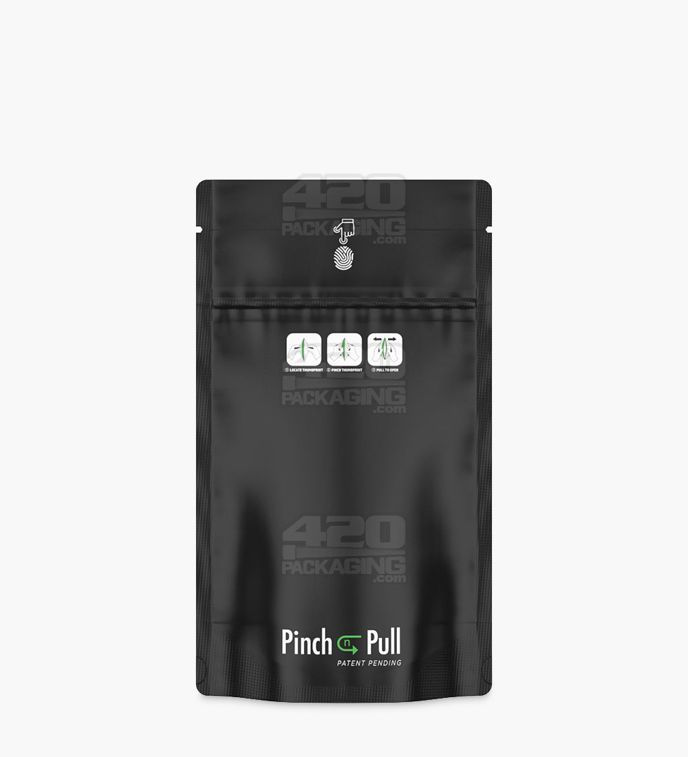 Child Resistant & Tamper Evident | Pinch N Pull Matte Black Mylar Bags | 4in x 7in - 7g - 250 Count